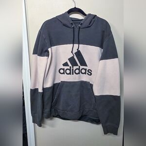 Adidas Men's Black and Cream Hoodie